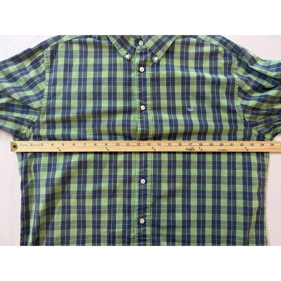 Southern Marsh Shirt Mens M Button-Down Long-Sleeve Green Blue Plaid Checkered - Picture 8 of 11